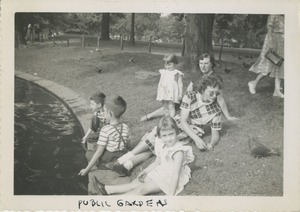Bernice Kahn with sons Joel and Paul in Boston Public Gardens