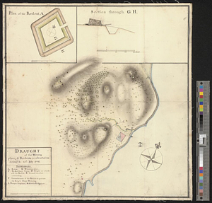 Draught of the watering place & redouts constructed to defend it, 15th: July 1776