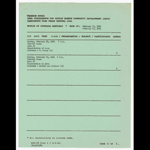 Agenda, summary and comments, minutes and attendance list for area #4 and area #7 meetings in February 1964