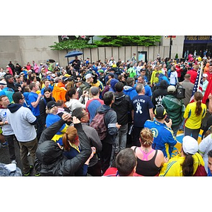 Crowd looks towards finish line at One Run