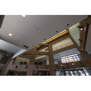 Harriet Tubman House atrium white ceiling from ground floor facing Columbus Avenue, right