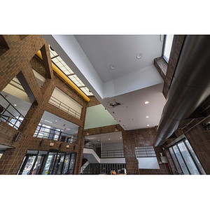 Harriet Tubman House atrium white ceiling from ground floor facing northeast
