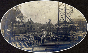 Public library, construction and laying of the corner stone