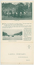 Lasell Seminary, fold-out postcard with four panels.