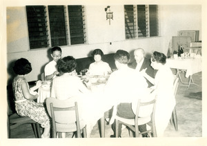 W. E. B. Du Bois with Shirley Graham Du Bois at dinner at Chinese Embassy, Ghana