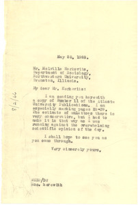 Letter from W. E. B. Du Bois to Melville J. Herskovits