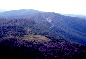 Aerial oblique view of Jim Smith Hill south to Petersburg Pass in western Hopkins Forest on 2 Sept 1971.