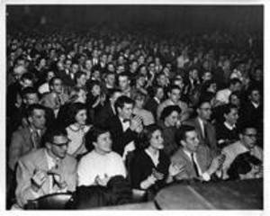 Crowd inside Chapin Hall, 1958