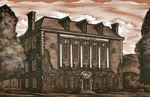 Wood engraving of Stetson Hall used as a postcard