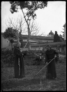 Monks working in the garden, Santa Barbara