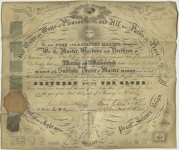 Master Mason certificate for George H. Rogers