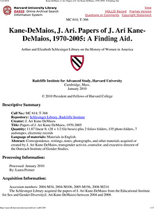 Papers of J. Ari Kane-DeMaios, 1970-2005
