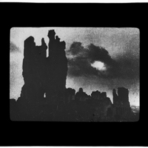 Silhouetted ruins
