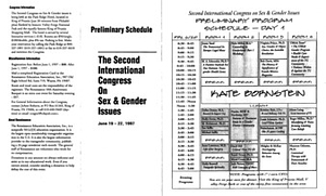 The Second International Congress on Sex & Gender Issues Preliminary Schedule (Jun. 19-22, 1997)