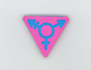 Transgender Symbol on Pink Triangle Pin