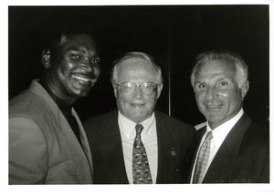 Suffolk University Dean John E. Fenton, Jr. (Law) with Ed Jenkins and Nick Buoniconti at a campus event