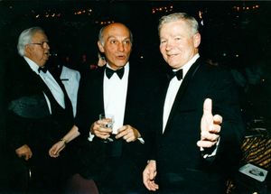 William Bulger (at right) with unidentified man at "Salute to Moakley" event