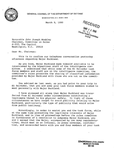 Letter from Terrence O'Donnell to John Joseph Moakley about the planning of a meeting between John Joseph Moakley and U.S. Major Eric Buckland