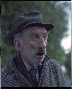 Roy Hall, character from Saintfield, with shopping bag