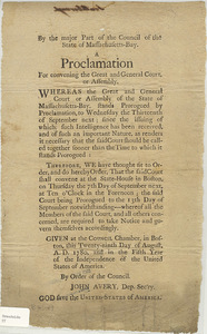 By the major Part of the Council of the State of Massachusetts-Bay : A Proclamation For convening the Great and General Court of Assembly... Given at the Council in Boston, this Twenty-ninth Day of August, A.D. 1780