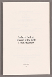 Amherst College Commencement program, 2015 May 24