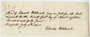 Edward Hitchcock receipt of payment to Charles Hitchcock, 1845 July 30