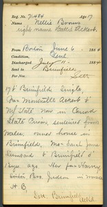 Tewksbury Almshouse Intake Record: Brown, Nellie