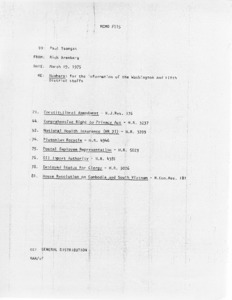 Memo #115, Numbers: for the information of the Washington and Fifth District Staffs