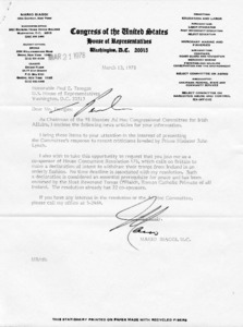 Letter to Paul E. Tsongas from Mario Biaggi, M.C.