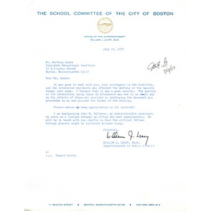 Letter, Citywide Educational Coalition, July 10, 1973.
