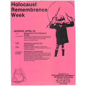 Holocaust Remembrance Week flyer, 1985.