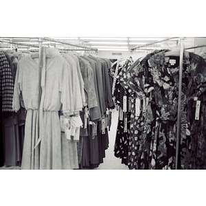 New dresses on garment racks