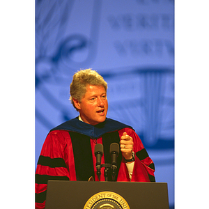 President Bill Clinton giving a speech at commencement