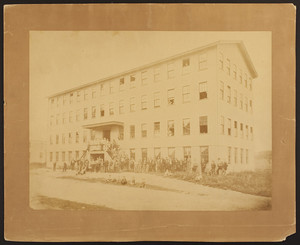 Exterior view of a factory in Stoughton, Mass., undated