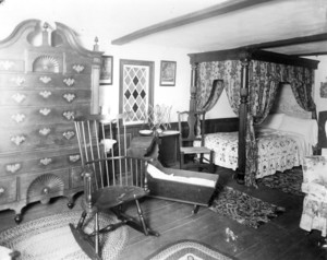 Interior view of Indian Hill, Province House bedroom, West Newbury, Mass., undated