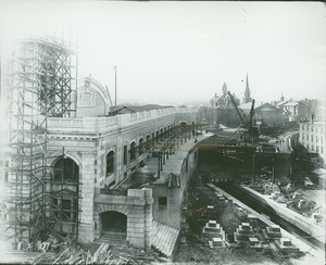 Exterior view of the new Union Station, under construction, Worcester, Mass., Oct. 11,1910