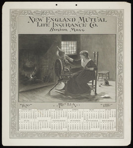 Calendar for New England Mutual Life Insurance Co., Post Office Square, Boston, Mass., 1886