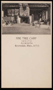 Postcard for Pine Tree Camp, Plymouth and Bournedale, Mass., 1920s