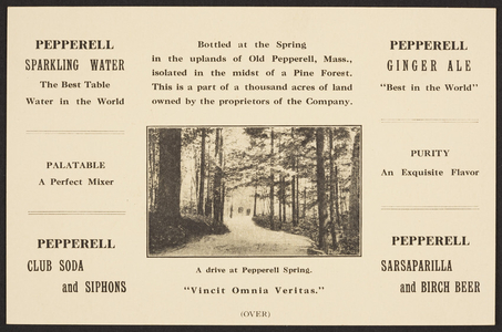 Trade card for the Pepperell Spring Water Co., Pepperell Mass., dated March 7, 1916