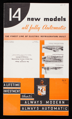 14 new models all fully automatic, Kelvinator fully automatic domestic models for 1933, Kelvinator Corporation, Detroit, Michigan