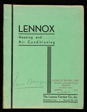 Lennox heating and air conditioning, The Lennox Furnance Co., Inc., Marshalltown, Iowa and Syracuse, New York