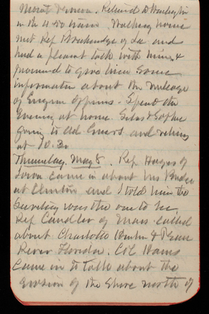 Thomas Lincoln Casey Notebook, April 1890-June 1890, 28, [illegible] Returned to Washington