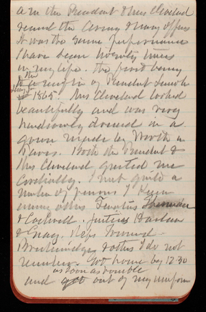Thomas Lincoln Casey Notebook, November 1888-January 1889, 78, am the President + Mrs. Cleveland