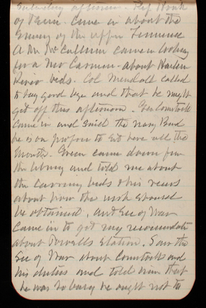 Thomas Lincoln Casey Notebook, October 1890-December 1890, 90, Saturday afternoon. Rep Hank