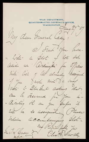[Charles G.] Sawtell to Thomas Lincoln Casey, January 29, 1889