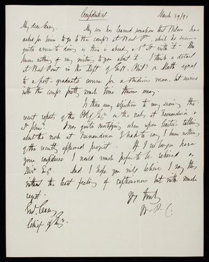 [William] P. Craighill to Thomas Lincoln Casey, March 29, 1891