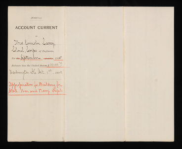 Accounts Current of Thos. Lincoln Casey - September 1885, October 1, 1885