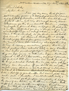 Letter from Benjamin Smith Lyman, No. 17 Gochȏme, Hirakawa Chō, Kȏji Machi, Yedo to Aunt