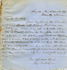 Letter from Benjamin Smith Lyman to Mr. Lesley