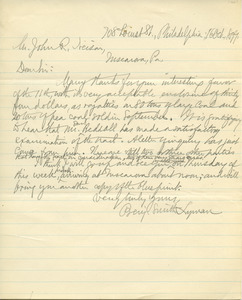 Letter from Benjamin Smith Lyman to John R. Neison